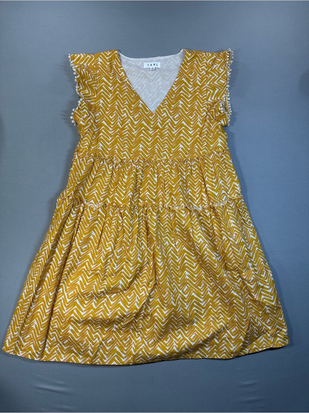THML Babydoll Mini Dress with Tiered Layers, V-Neck - Womens Small